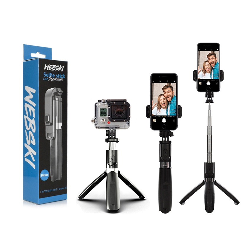 Selfie-stick Webski L02 Premium ze statywem do telefonu i kamer sportowych SELTRIL02