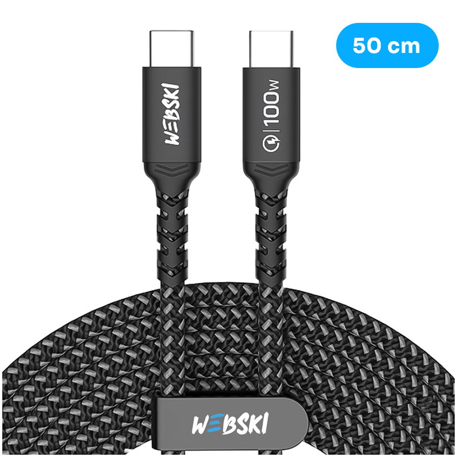 Kabel USB-C 3.1 ProSeries w oplocie 100W 0.5m KABCC100WB_50